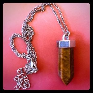 Polished Brown Gemstone Vintage Necklace
